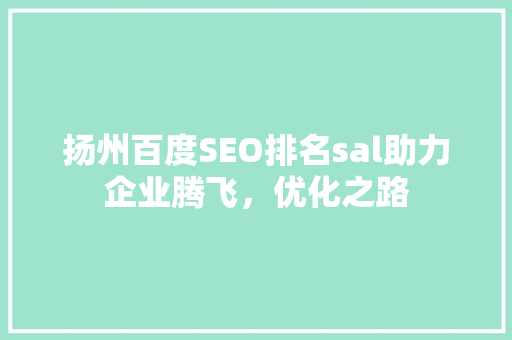 扬州百度SEO排名sal助力企业腾飞，优化之路
