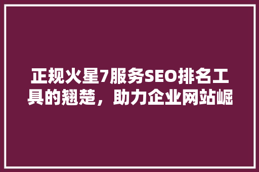 正规火星7服务SEO排名工具的翘楚，助力企业网站崛起
