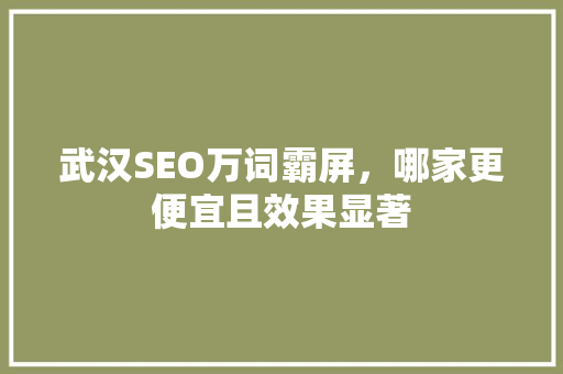 武汉SEO万词霸屏，哪家更便宜且效果显著