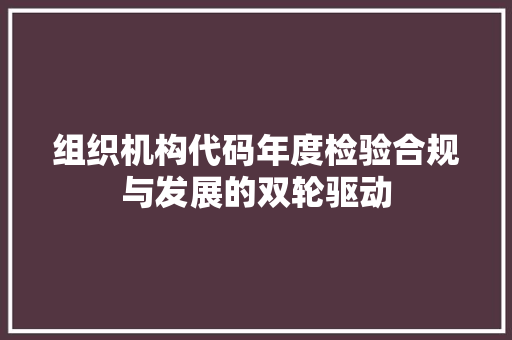 组织机构代码年度检验合规与发展的双轮驱动