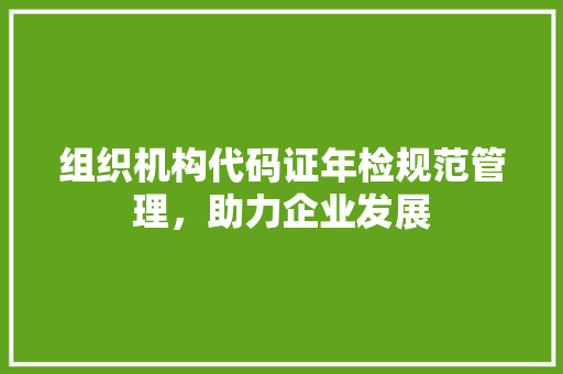 组织机构代码证年检规范管理，助力企业发展