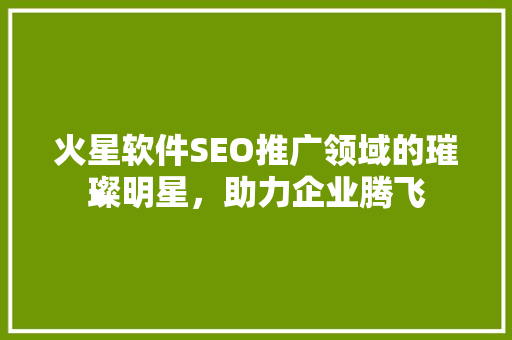 火星软件SEO推广领域的璀璨明星，助力企业腾飞
