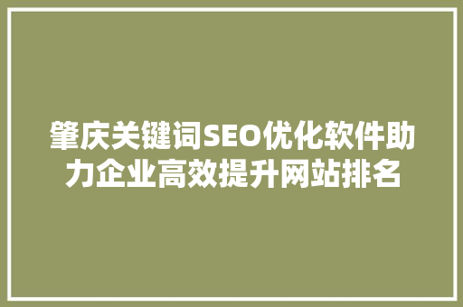 肇庆关键词SEO优化软件助力企业高效提升网站排名  第1张