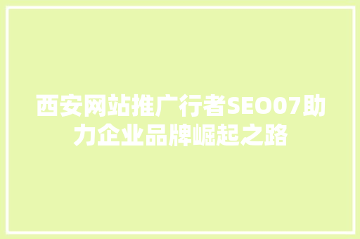 西安网站推广行者SEO07助力企业品牌崛起之路