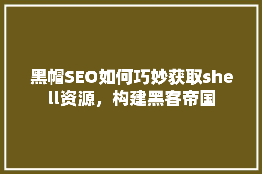 黑帽SEO如何巧妙获取shell资源，构建黑客帝国