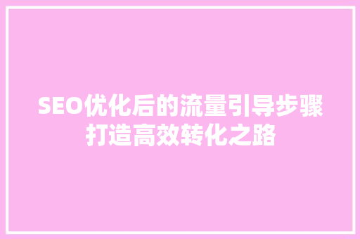 SEO优化后的流量引导步骤打造高效转化之路