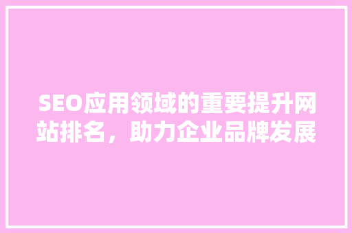 SEO应用领域的重要提升网站排名，助力企业品牌发展