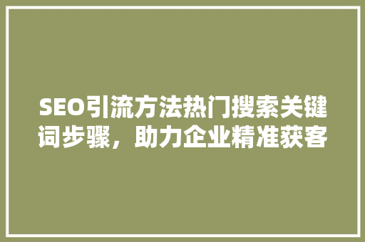 SEO引流方法热门搜索关键词步骤，助力企业精准获客