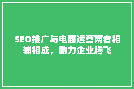 SEO推广与电商运营两者相辅相成，助力企业腾飞