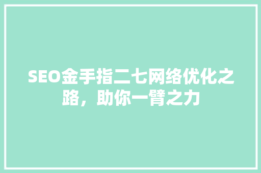 SEO金手指二七网络优化之路，助你一臂之力