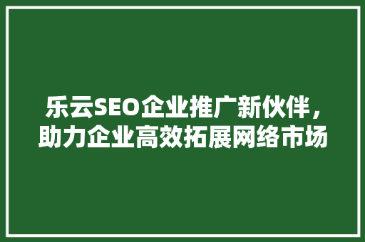 乐云SEO企业推广新伙伴，助力企业高效拓展网络市场