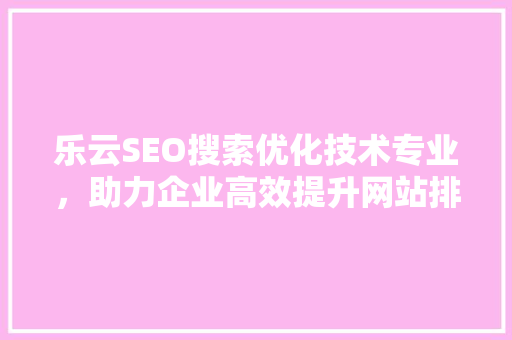 乐云SEO搜索优化技术专业，助力企业高效提升网站排名
