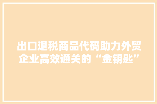 出口退税商品代码助力外贸企业高效通关的“金钥匙”