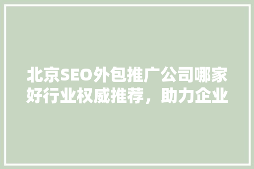 北京SEO外包推广公司哪家好行业权威推荐，助力企业腾飞