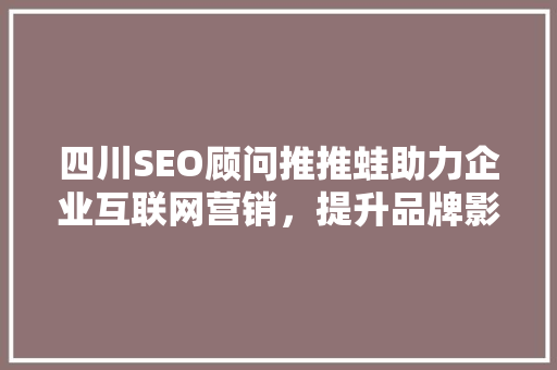 四川SEO顾问推推蛙助力企业互联网营销，提升品牌影响力