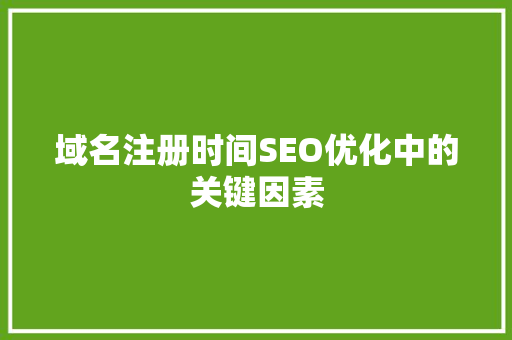 域名注册时间SEO优化中的关键因素