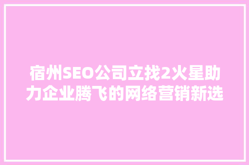 宿州SEO公司立找2火星助力企业腾飞的网络营销新选择