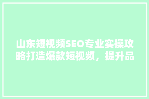 山东短视频SEO专业实操攻略打造爆款短视频，提升品牌影响力