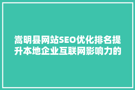 嵩明县网站SEO优化排名提升本地企业互联网影响力的方法