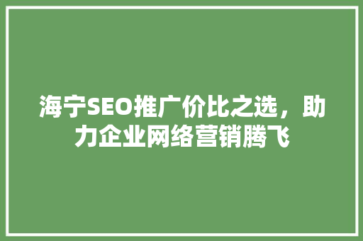 海宁SEO推广价比之选，助力企业网络营销腾飞