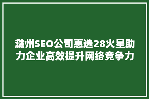 滁州SEO公司惠选28火星助力企业高效提升网络竞争力