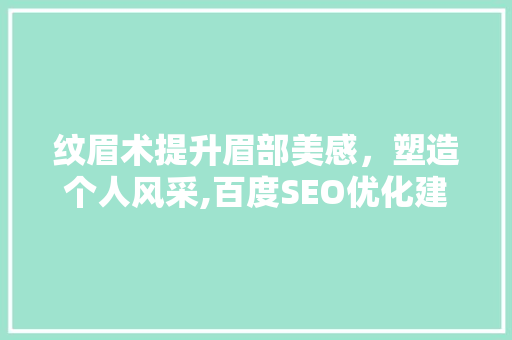纹眉术提升眉部美感，塑造个人风采,百度SEO优化建议下的纹眉推荐