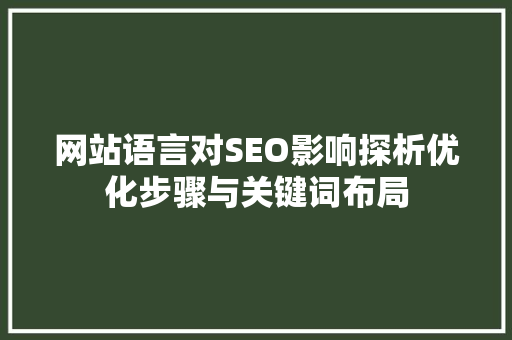 网站语言对SEO影响探析优化步骤与关键词布局