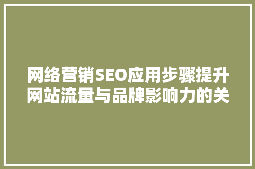 网络营销SEO应用步骤提升网站流量与品牌影响力的关键路径