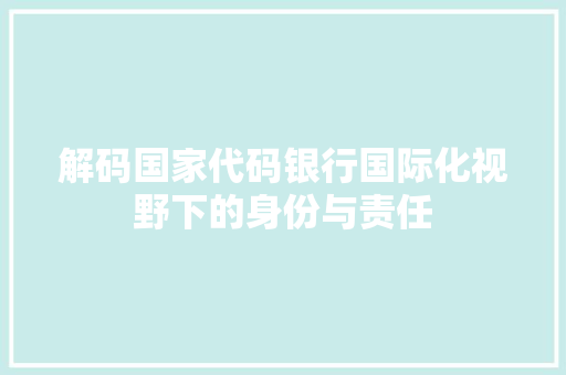 解码国家代码银行国际化视野下的身份与责任