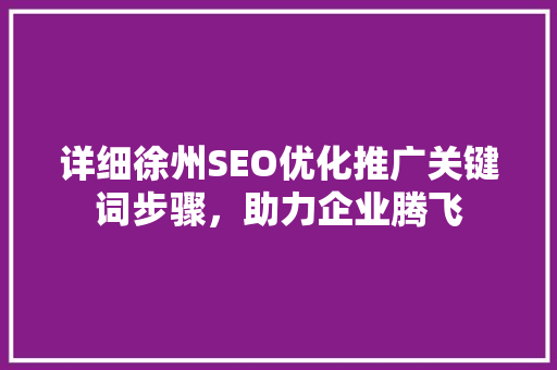 详细徐州SEO优化推广关键词步骤，助力企业腾飞
