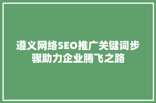 遵义网络SEO推广关键词步骤助力企业腾飞之路