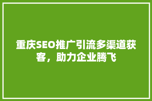重庆SEO推广引流多渠道获客，助力企业腾飞  第1张