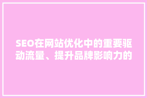 SEO在网站优化中的重要驱动流量、提升品牌影响力的关键