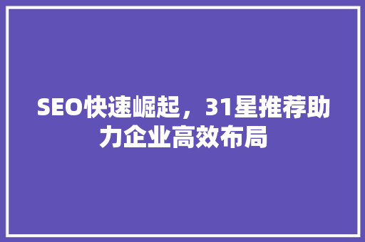 SEO快速崛起，31星推荐助力企业高效布局  第1张