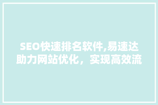 SEO快速排名软件,易速达助力网站优化，实现高效流量转化