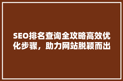SEO排名查询全攻略高效优化步骤，助力网站脱颖而出
