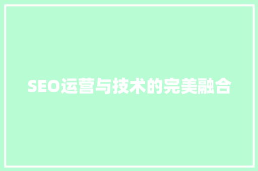 SEO运营与技术的完美融合