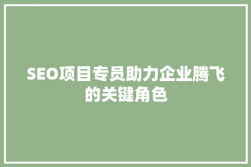SEO项目专员助力企业腾飞的关键角色