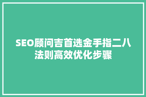 SEO顾问吉首选金手指二八法则高效优化步骤