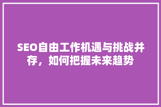 SEO自由工作机遇与挑战并存，如何把握未来趋势