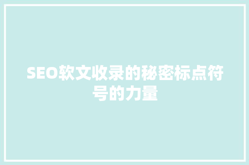 SEO软文收录的秘密标点符号的力量