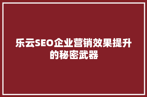 乐云SEO企业营销效果提升的秘密武器