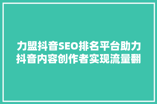 力盟抖音SEO排名平台助力抖音内容创作者实现流量翻倍的秘密武器