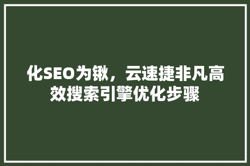 化SEO为锹，云速捷非凡高效搜索引擎优化步骤