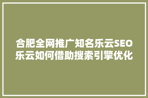 合肥全网推广知名乐云SEO乐云如何借助搜索引擎优化步骤脱颖而出