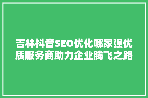 吉林抖音SEO优化哪家强优质服务商助力企业腾飞之路  第1张