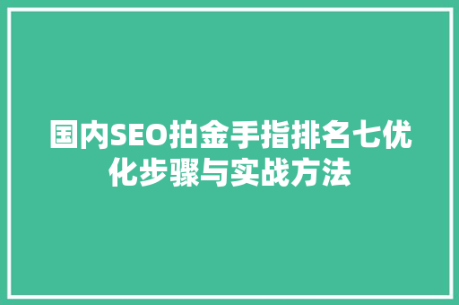 国内SEO拍金手指排名七优化步骤与实战方法  第1张