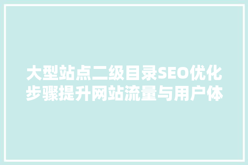 大型站点二级目录SEO优化步骤提升网站流量与用户体验的双重利器