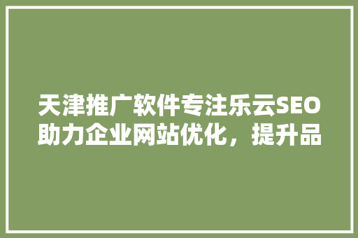 天津推广软件专注乐云SEO助力企业网站优化，提升品牌影响力