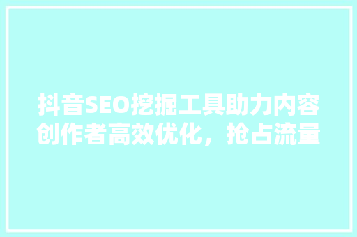 抖音SEO挖掘工具助力内容创作者高效优化，抢占流量高地